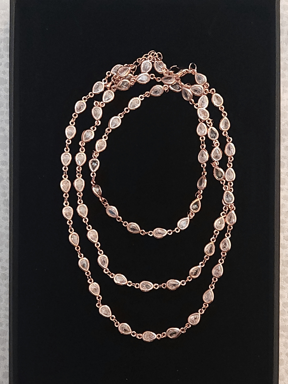 Rose Gold Crystal Teardrop Long Necklace